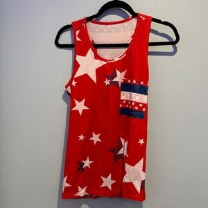 Red Star-Patterned Tank Top